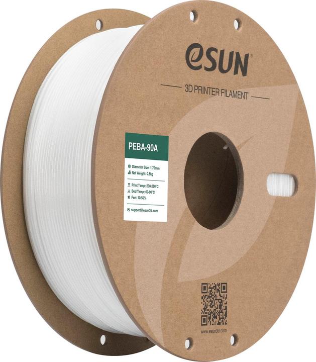 Produktbild eSUN Filament PEBA 90A Weiss 1.75 mm 1 kg (PEBA, 1.75 mm, 1000 g)