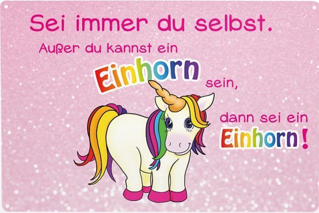 Trend Import Tin shield Be yourself unicorn (30 x 20 cm)