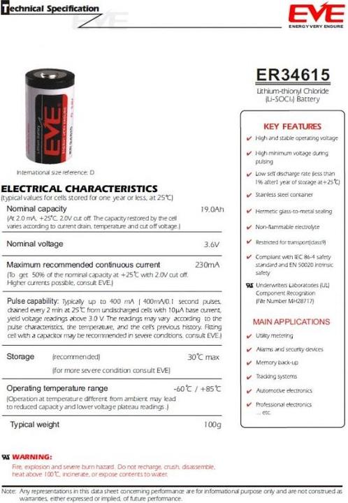 Produktbild Eve Batterie ER34615 D S (1 Stk., D, 19000 mAh)