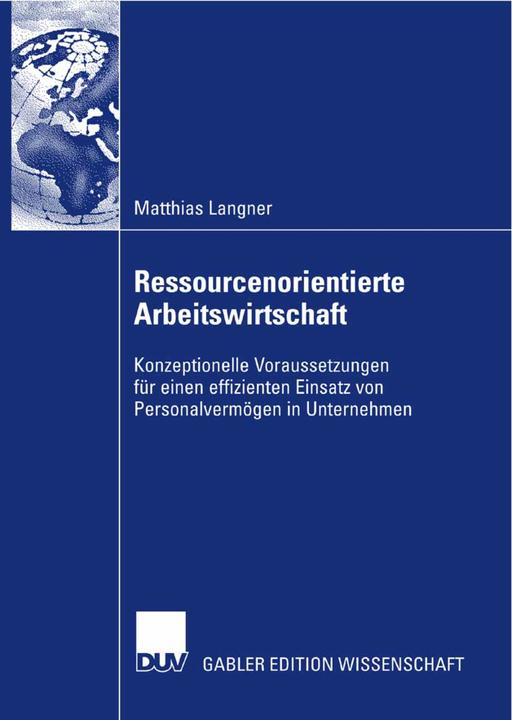Produktbild Ressourcenorientierte Arbeitswirtschaft (Deutsch, Matthias Langner, 2007)