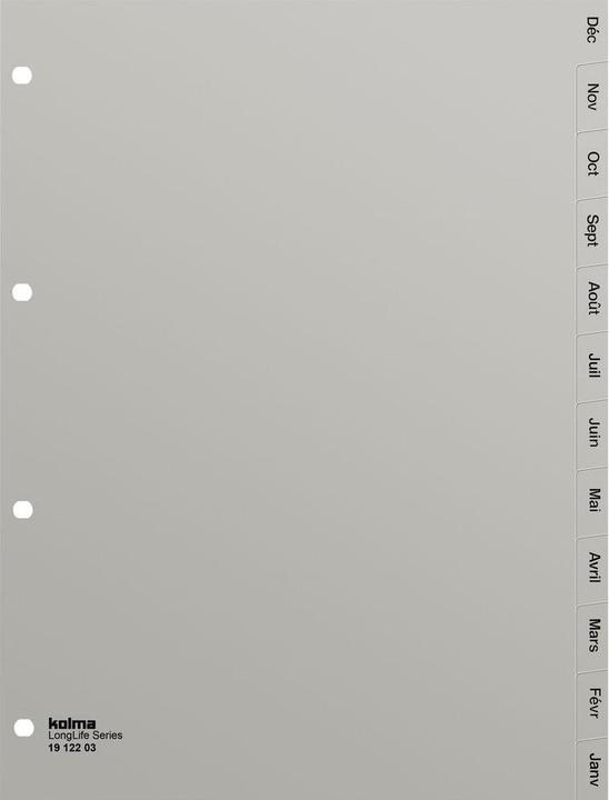 Image du produit Kolma Intercalaire A4 superstrong Déc-Jan (fr) 12 pcs. gris