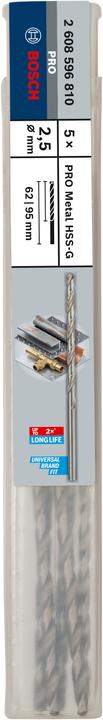 Immagine prodotto Bosch Professional Zubehör Punta PRO Metal HSS-G, 2,5 x 62 x 95 mm (2,5 mm)