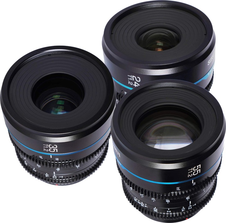 Actual product image Sirui Nightwalker 24 35+55mm T1.2 S35 MF Cine Lens Bundle X-Mount (Fujifilm X, APS-C / DX, full size)