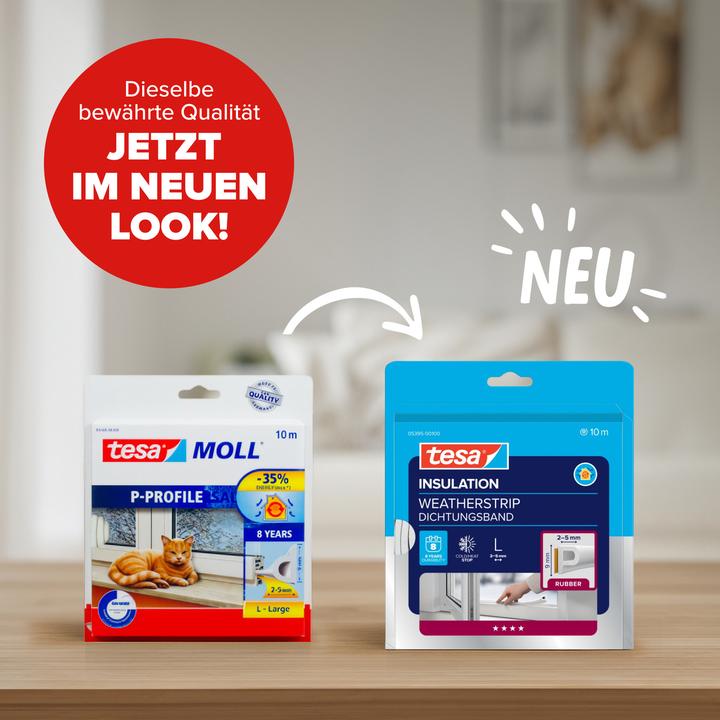 Actual product image tesa tesamoll CLASSIC P-profile window seal, rubber seal for insulation