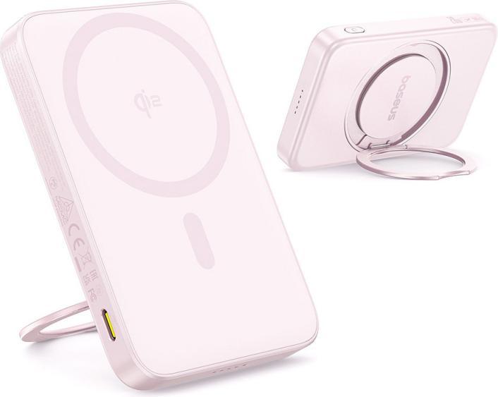 Actual product image Baseus powerbank with stand PicoGo Qi2 5000mAh 20W (pink) (5000 mAh, 20 W, 18.50 Wh)