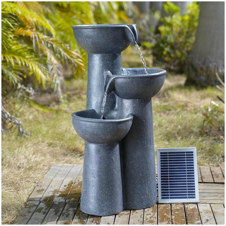 Immagine prodotto Hillvert Solar Gartenbrunnen Solarbrunnen Zierbrunnen Wasserspiel 3 Schalen auf Säulen LED