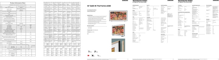 Produktbild Samsung The Frame GQ43LS03DAU (43", LS03D, QLED, 4K, 2024)