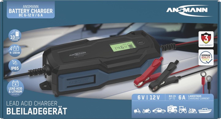 Immagine prodotto Ansmann Caricabatterie per batterie al piombo BC 6-12V / 6 A (12V, 6V, 6 A)