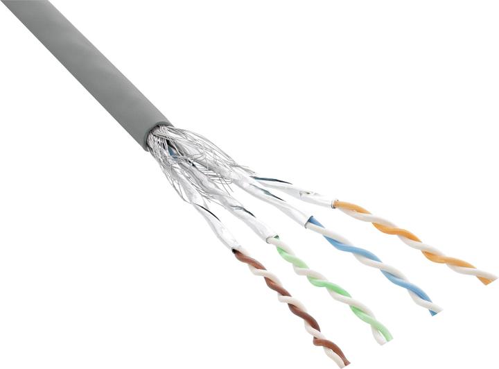 Actual product image InLine Patch cable Cat.6 S/FTP/PIMF AWG27 PVC grey 100m for assembling (S/FTP, CAT6, 100 m)
