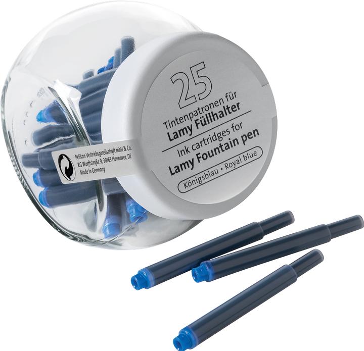 Actual product image Pelikan Lamy ink cartridges 25 glass royal blue Lamy (1 Piece, Royal blue)