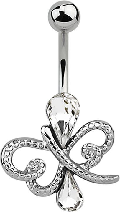 Immagine prodotto Star Piercing Banana d'argento Farfalla con gocce di cristallo argento (senza ottone, Acciaio chirurgico 316L)