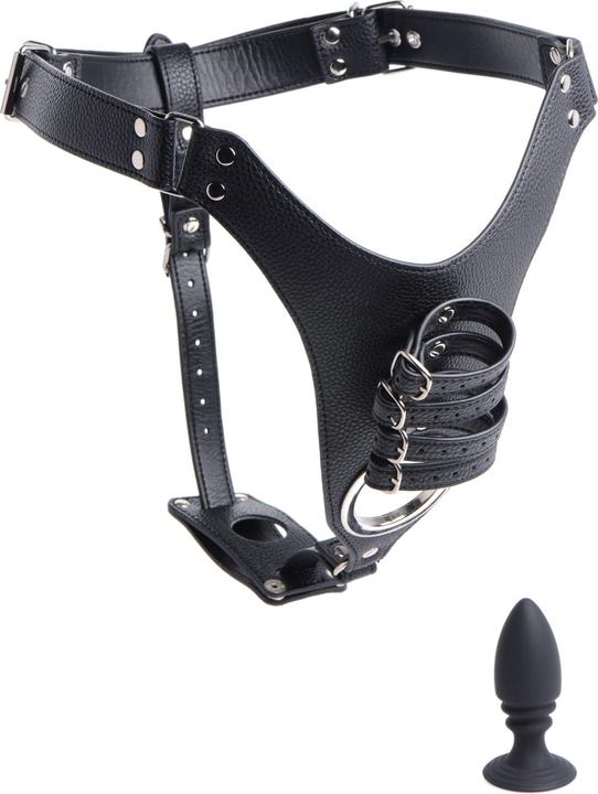 Actual product image XR Brands Penis Chastity Belt With Silicone Anal Plug