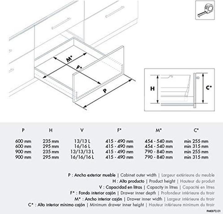 Produktbild Menage Confort Abfall- und Recyclingbehälser für die Küchenschublade