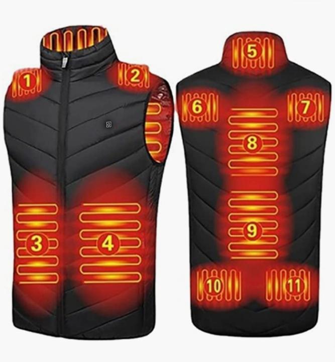 Hermex Heizweste Wärmeweste elektrisch beheizbare Weste Unisex 11 Zonen (3XL)