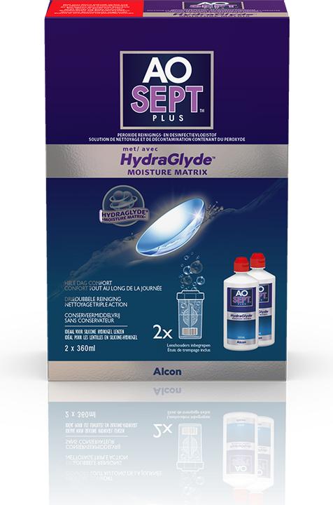 Image du produit AOSept HydraGlyde, solution de nettoyage et de désinfection au peroxyde, 2x360 ml (Système au peroxyde)