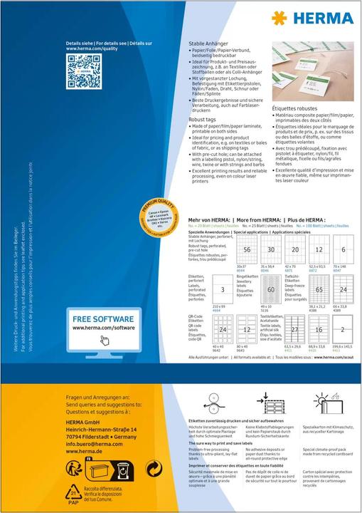 Immagine prodotto HERMA Etichette di fissaggio A4