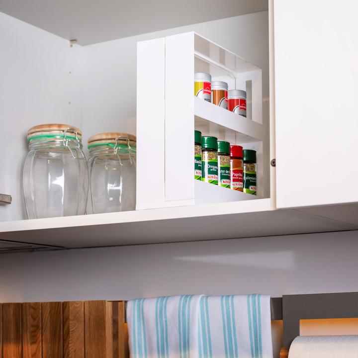 Actual product image UPP Extendable spice rack Medicine rack Shelf with compartments Kitchen organisation system