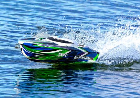 Image du produit Traxxas BOAT SPARTAN SR 1037mm 1:10 EP RTR GREEN TQi 2.4GHz SANS chargeur et SANS accu
