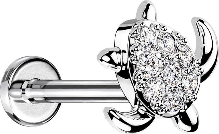 Immagine prodotto Star Piercing Micro labret filo interno argento cristalli di tartaruga argento (Ottone, Acciaio chirurgico 316L)