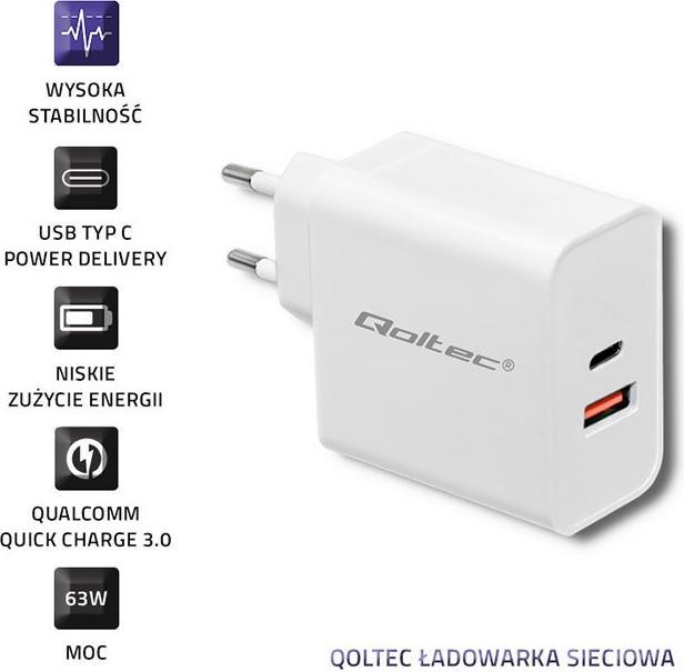 Image du produit Qoltec Chargeur 20W 5-12V 1.67-3A (63 W, 1 portion)