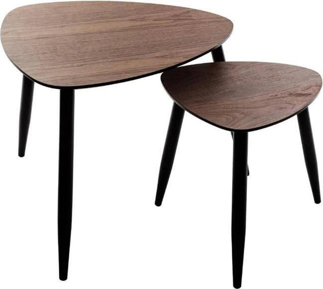 Atmosphera A set of coffee tables Mileo, black/nut (48 x 48 x 48 cm)
