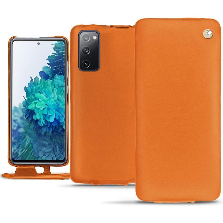 Noreve Lederschutzhülle vertikal (Samsung Galaxy S20 FE), Smartphone Hülle, Orange