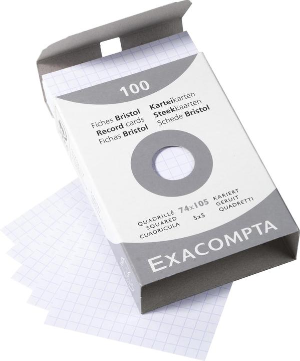 Produktbild Exacompta Karteikarten kariert weiss, 100 (A7, 205 g/m², 100 x)