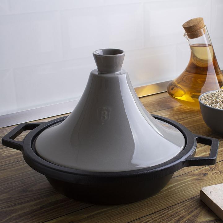 Produktbild BerlingerHaus «Tajin» 2L | enamelled cast iron casserole 22 × 7,5cm (h-25cm with ceramic lid) Moonli (22 cm, Tajine Topf, Gusseisen)