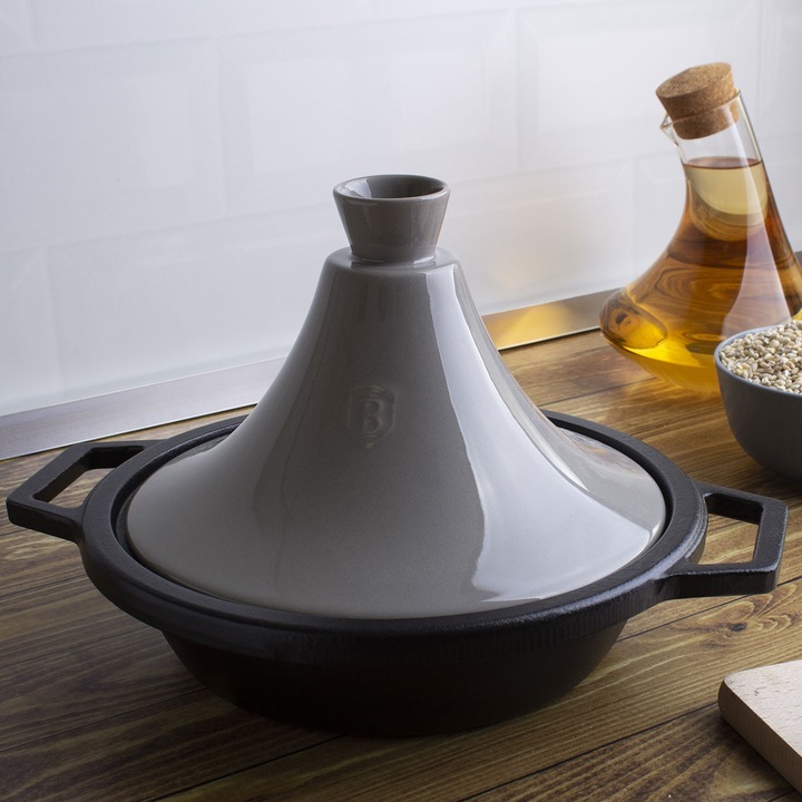 Produktbild BerlingerHaus «Tajin» 2L | enamelled cast iron casserole 22 × 7,5cm (h-25cm with ceramic lid) Moonli (22 cm, Tajine Topf, Gusseisen)