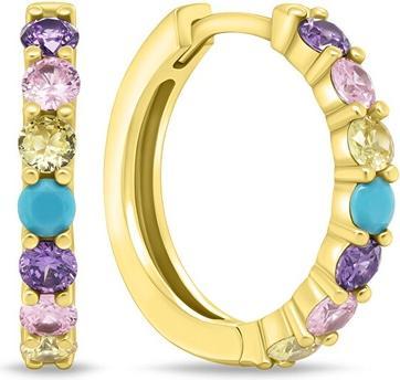 Immagine prodotto Brilio Argento - Orecchini a cerchio scintillanti placcati in oro con zirconi colorati EA993YRBW
