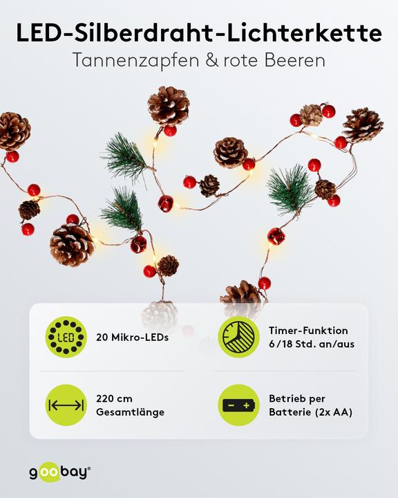Produktbild Goobay Tannenzapfen & rote Beeren (2.20 m)