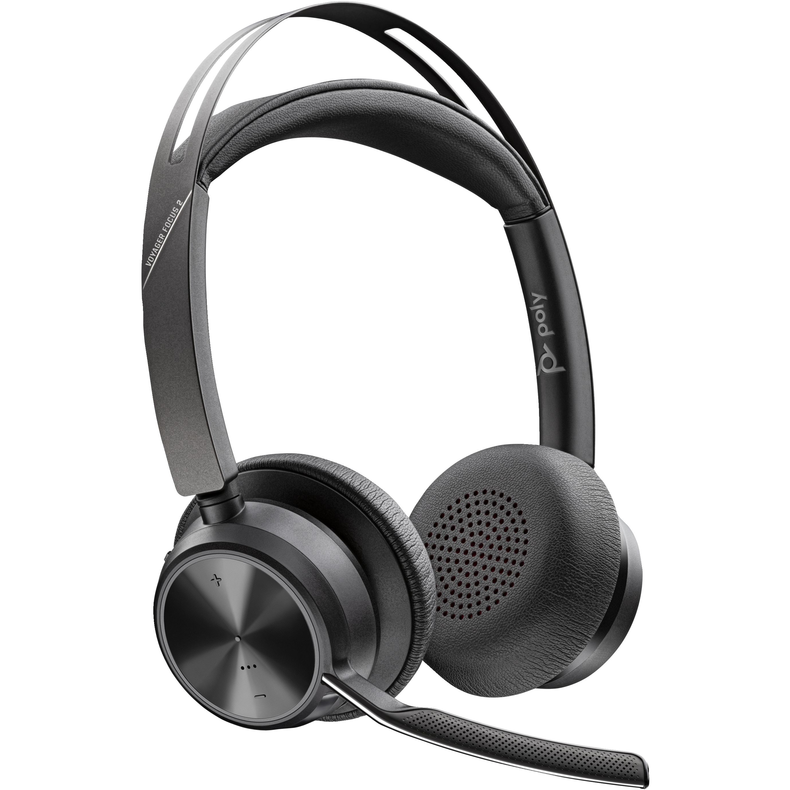 Poly Voyager Focus 2 (Kabelgebunden, Kabellos, USB-C), Office Headset, Schwarz