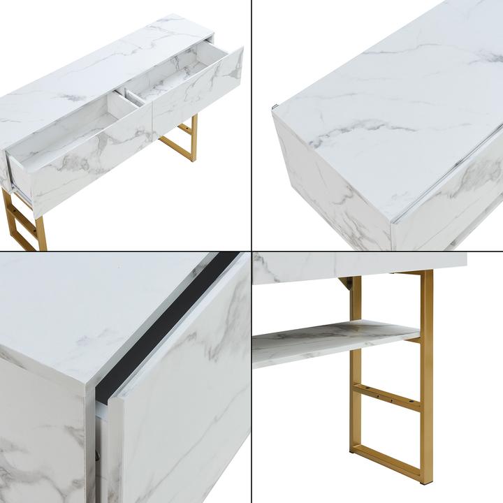 Produktbild En.Casa Konsolentisch Varberg 75x120x30 cm Marmoroptik, weiss