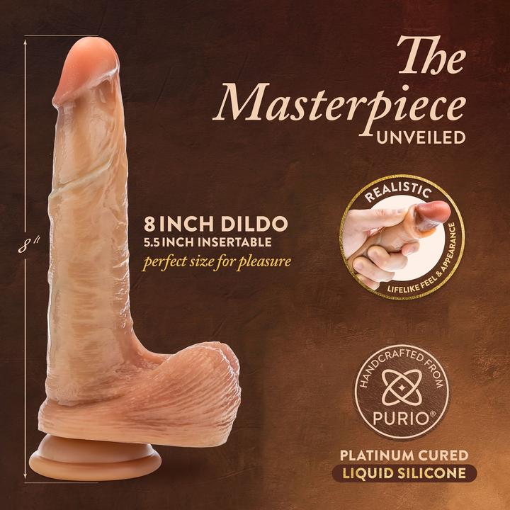 Productafbeelding Blush Renaissance Davinci Schuifbare Voorhuid Dildo met Knijpbare Ballen Tan Vlees 20,3 cm