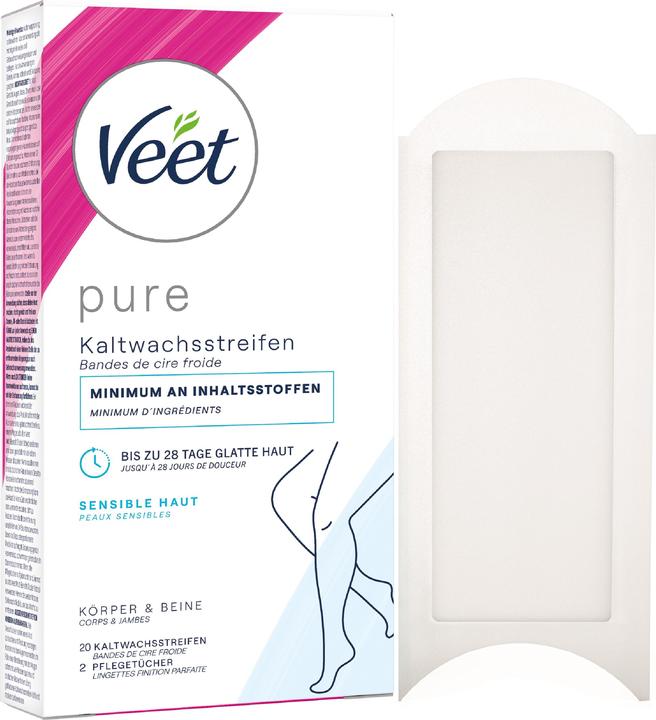 Produktbild Veet Kaltwachsstreifen sensible Haut Pure für Beine & Körper (451.25 ml, 20 x, 76 g)