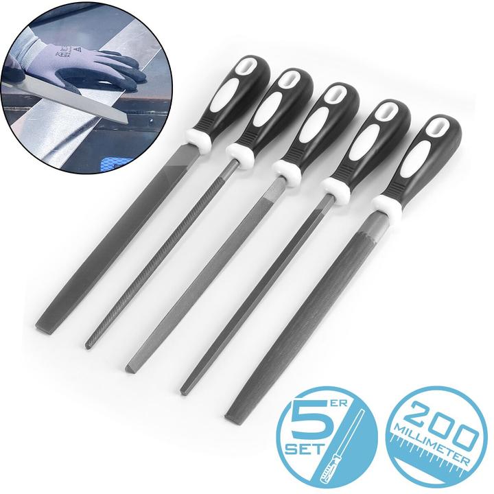 Produktbild Stahlwerk Stahlfeilen 5er Set 200 mm / 8" Raspeln / Metallfeilen / Feilen-Satz (200 mm)