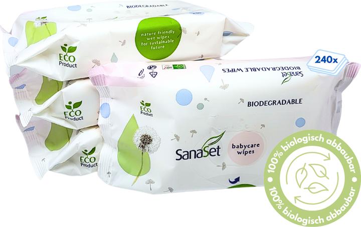 Produktbild SanaSet Baby Feuchttücher (mit Aloe Vera, Kamille & Olivenöl) - biologisch abbaubar, ECO