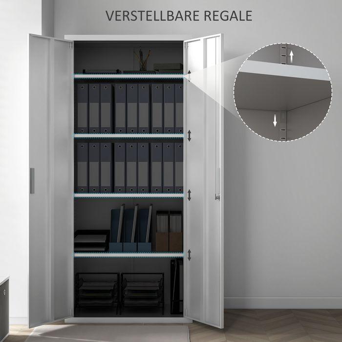 Immagine prodotto Swisshandel24 Aktenschrank, Büroschrank mit 2 Türen, verstellbarer Ablage für Arbeitszimmer (80 x 40 x 180 cm)