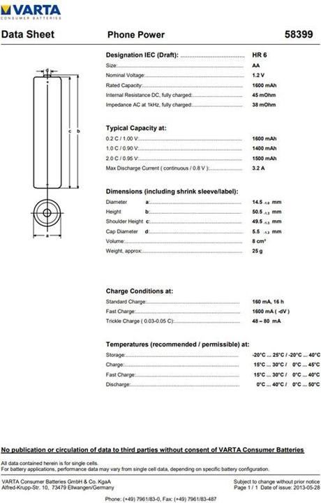 Actual product image Varta Battery for Alphatel 3000, Modus Plus, Matra