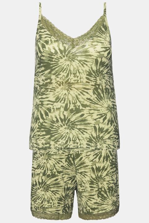 Studio Untold Shorty, kurzer Zweiteiler, Print, Spitzenkanten, Spaghetti-Top, Shorts (42, 44)