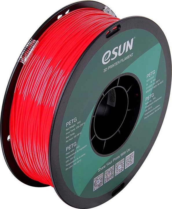 Produktbild eSUN PETG 1,75mm Solid Red 1kg 3D Filament (PETG, 1.75 mm, 1000 g, Rot)