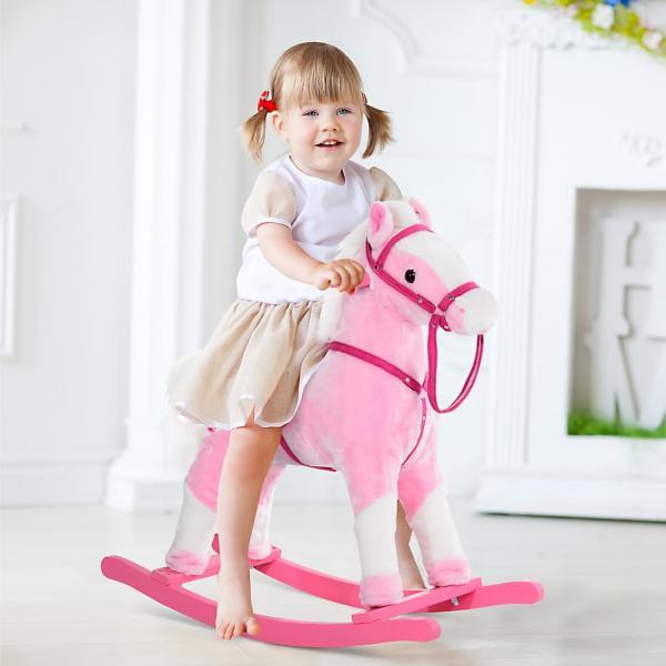 Image du produit Homcom Cheval à bascule rose