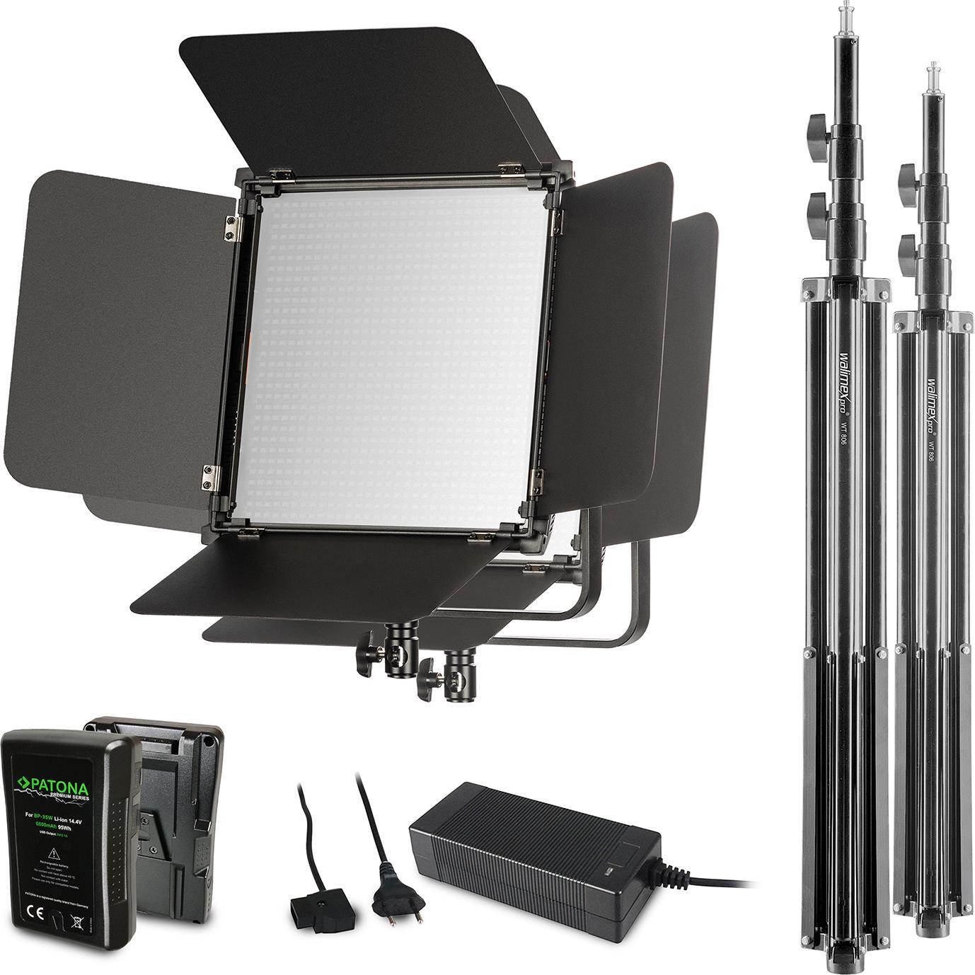 Walimex LED Niova 100-F Pro 100W Bi Color Set4 (Flächenleuchte), Dauerlicht, Schwarz