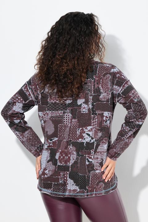 Actual product image Ulla Popken Patch Print V-Neck Sweatshirt (54)