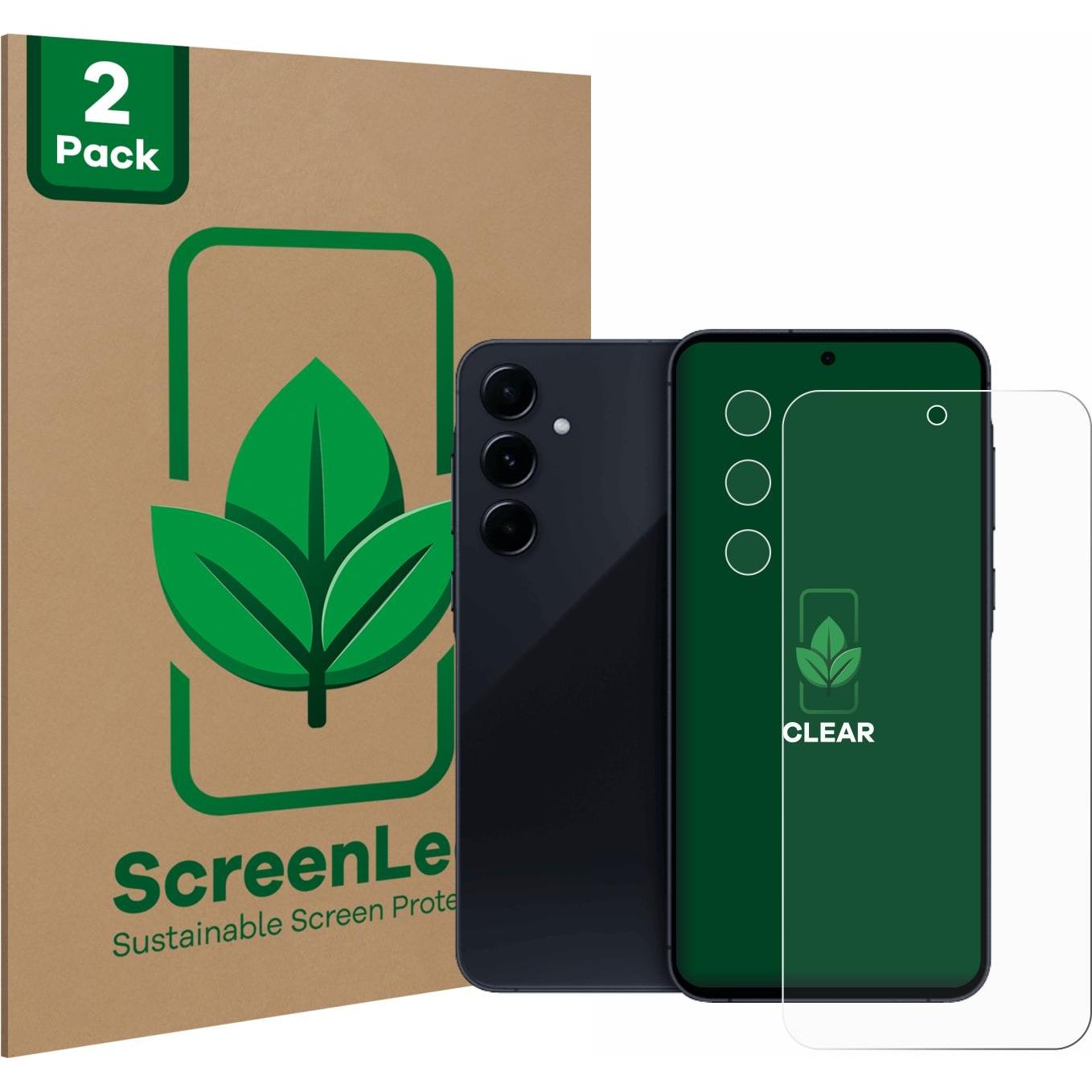 ScreenLeaf Schutzfolie nachhaltiger Displayschutz Displayschutzfolie Folie Klar Transparent (2 Stück, Samsung Galaxy A55...