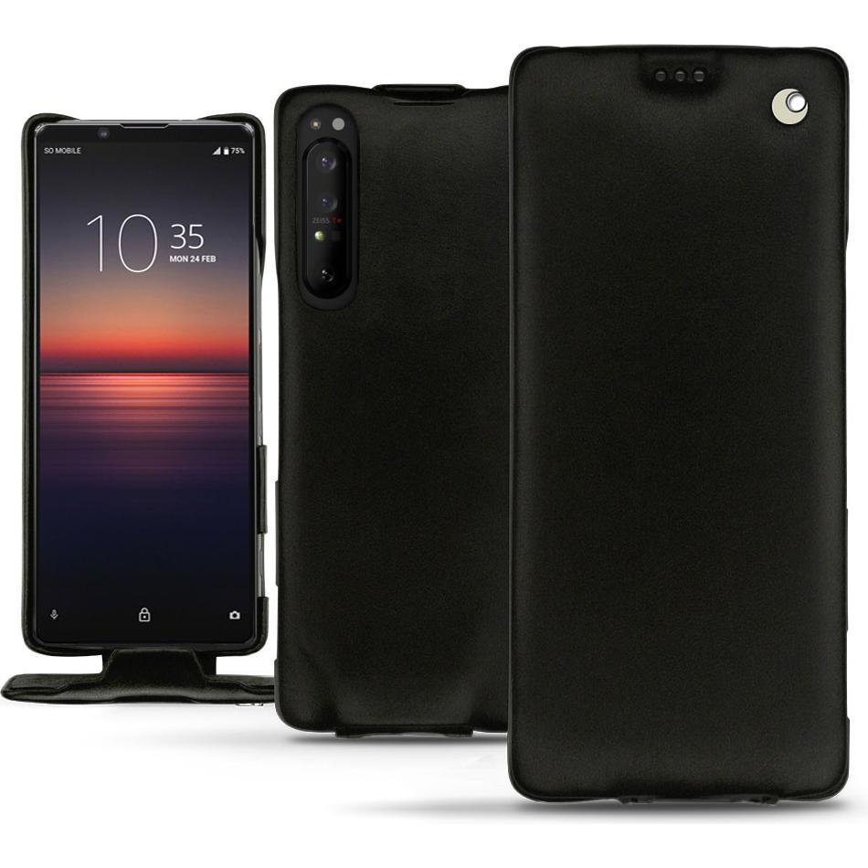 Noreve Lederschutzhülle vertikal (Sony Xperia 1 II), Smartphone Hülle, Schwarz