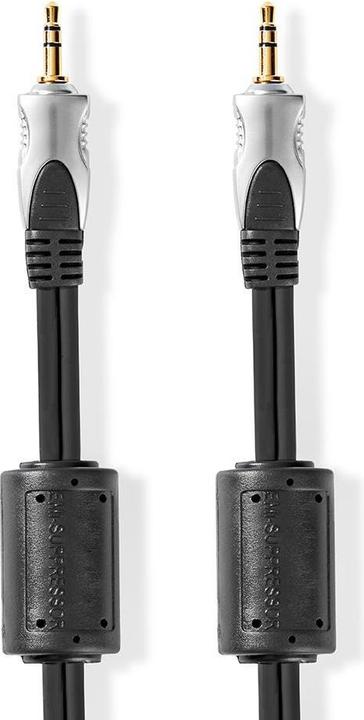 Actual product image Nedis Stereo Audio Cable 3.5 mm Male 3.5 mm Male Gold Plated 5.00 m Round Anthracite Clamshell (5 m, 3.5mm jack (AUX))