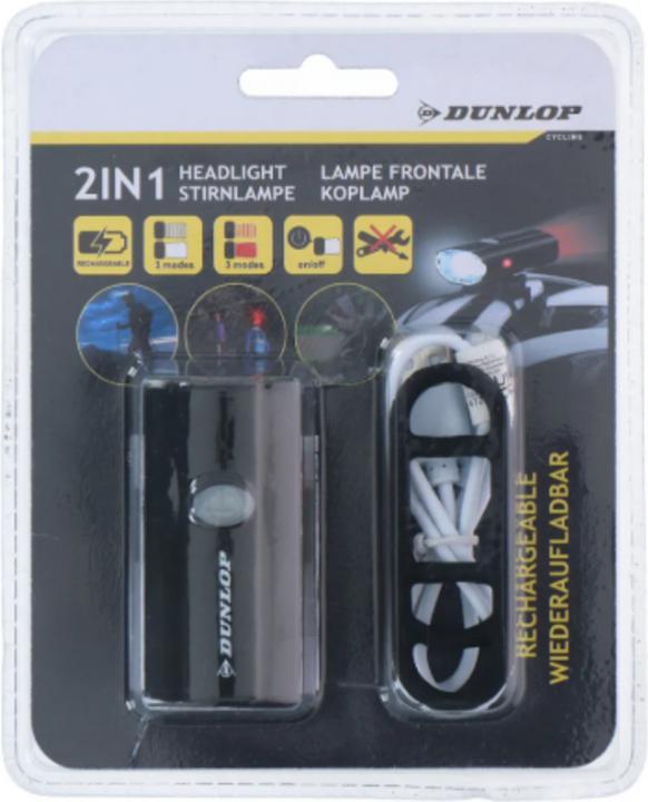 Dunlop Luce frontale per casco da bicicletta, 2in1
