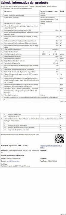 Immagine prodotto Hisense TV 65A6Q (65", LED, 4K)