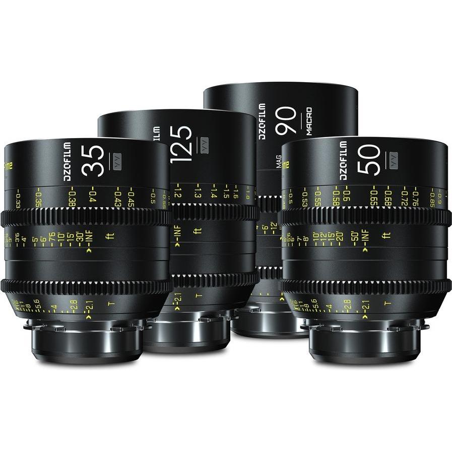 Dzofilm Vespid Prime 4-Lens Kit (35/50/125 T2.1 + Macro 90 T2.8) metric (PL, Vollformat), Objektiv, Schwarz